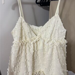 Cream Textured Sleeveless Top